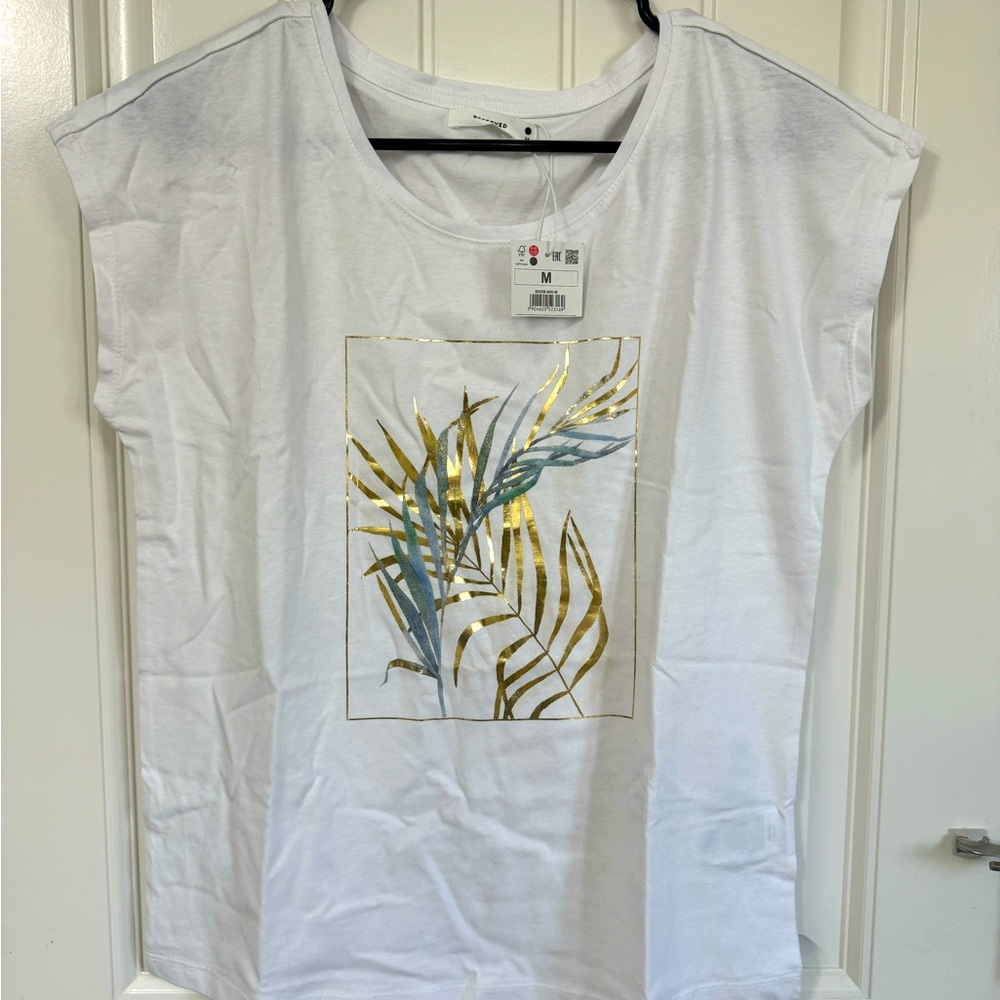 Women’s Palm leaf metallic print t-shirt